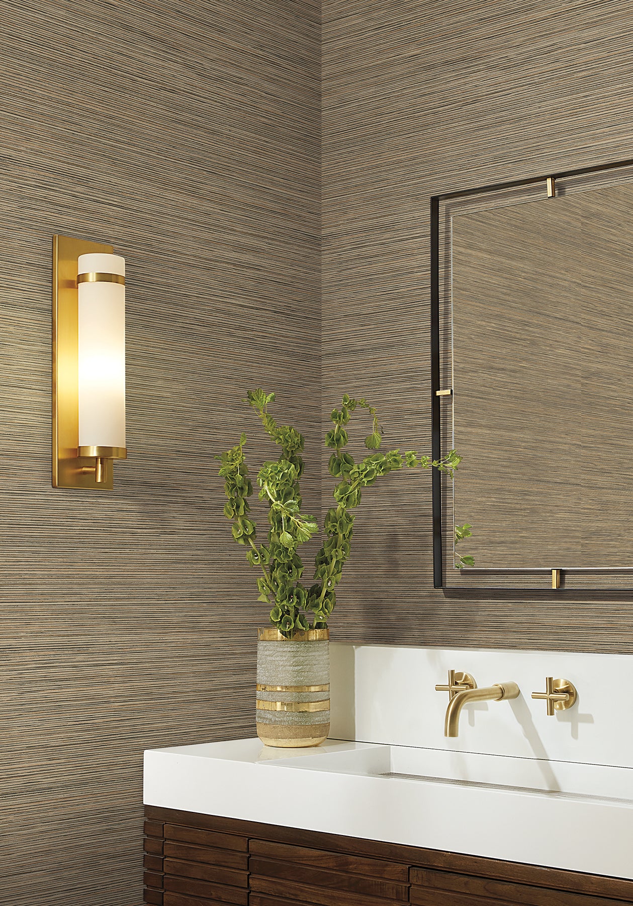 Stacked Bamboo Chestnut Stripe Wallpaper — COD0634N