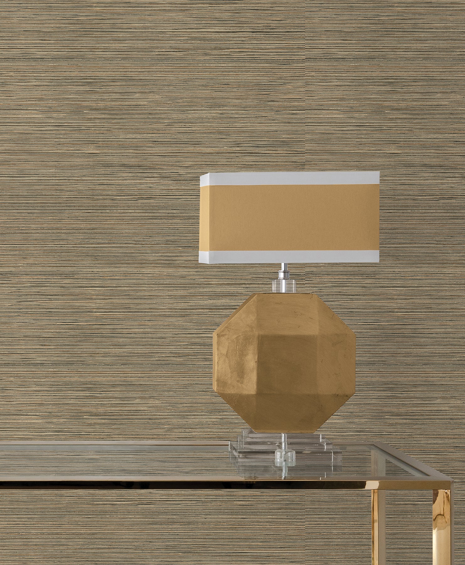 Stacked Bamboo Chestnut Stripe Wallpaper — COD0634N