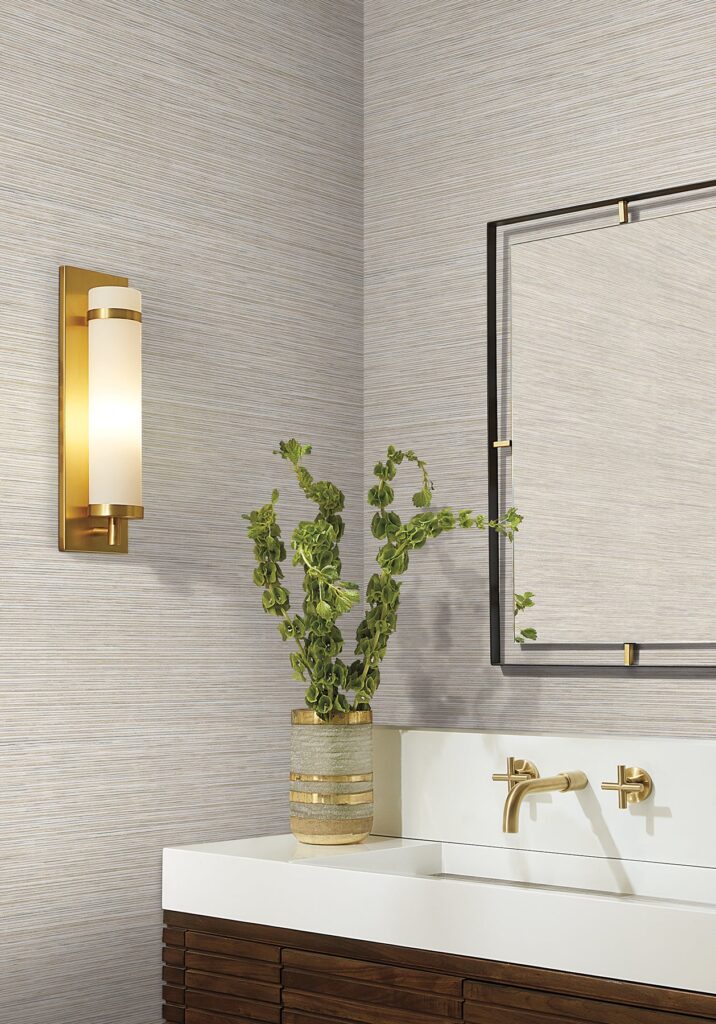 Stacked Bamboo Silver Stripe Wallpaper — COD0635N — room and artwork preview
