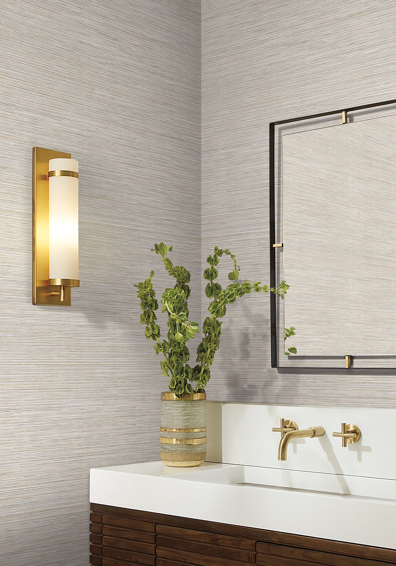 Stacked Bamboo Silver Stripe Wallpaper — COD0635N