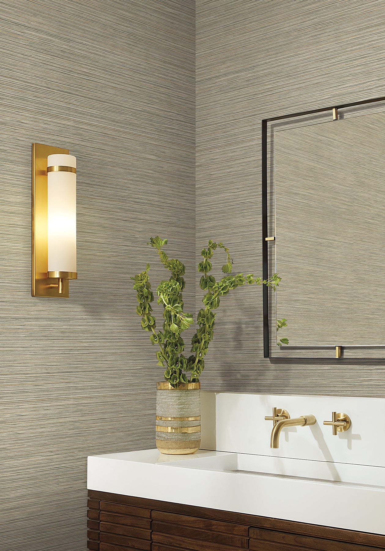 Stacked Bamboo Moss Stripe Wallpaper — COD0637N