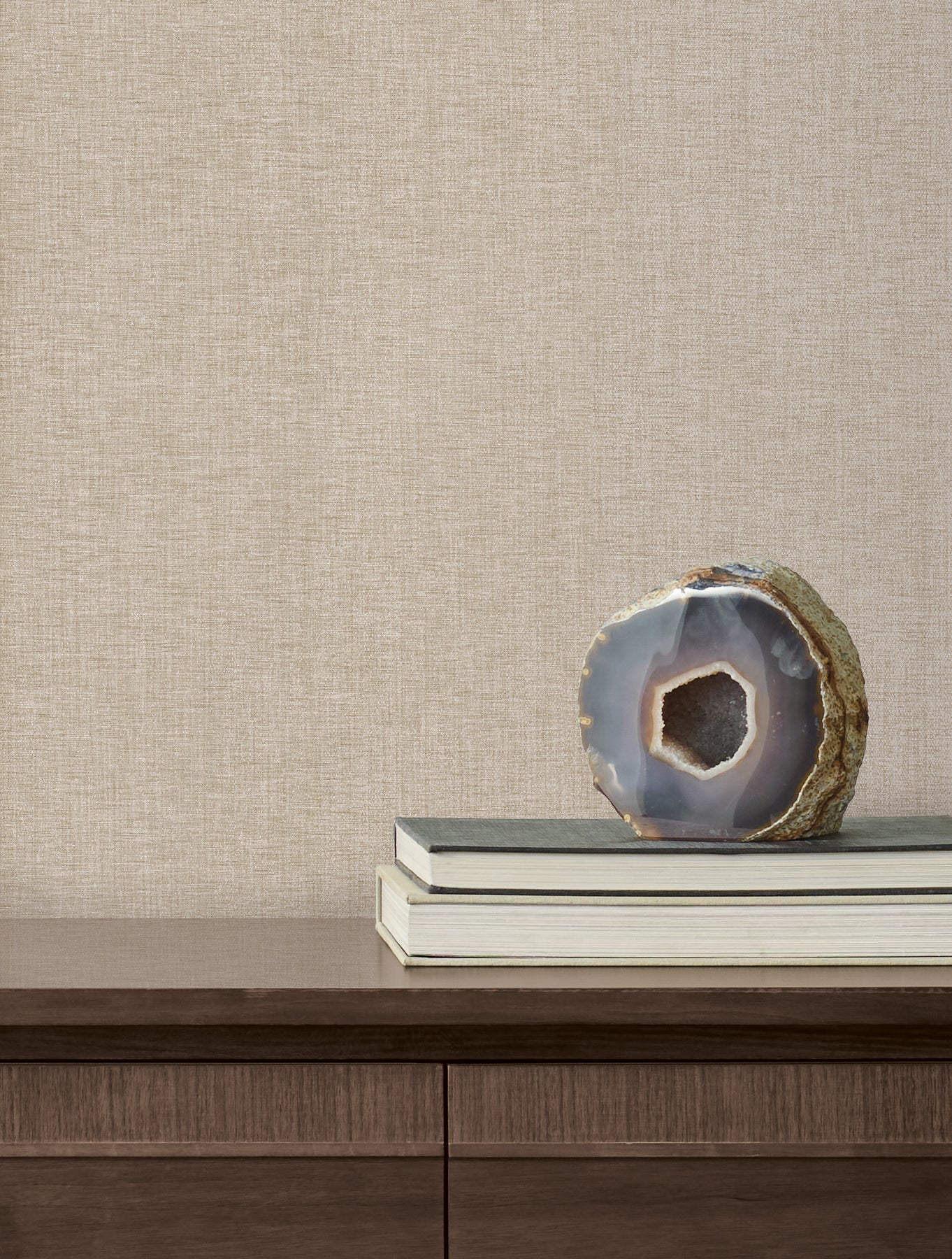 Loominosity Taupe Faux Linen Wallpaper — COD0643N