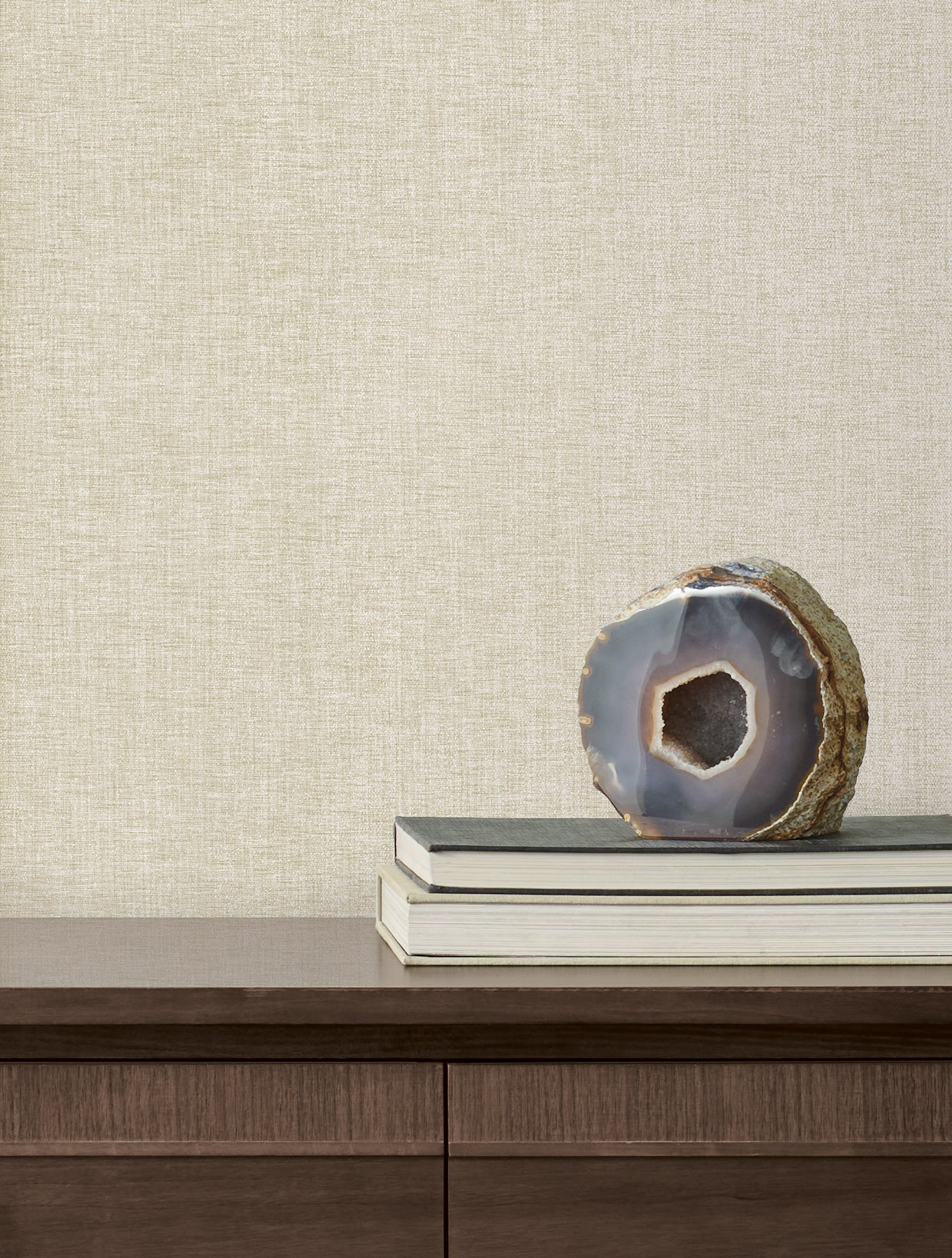 Loominosity Champagne Faux Linen Wallpaper — COD0648N
