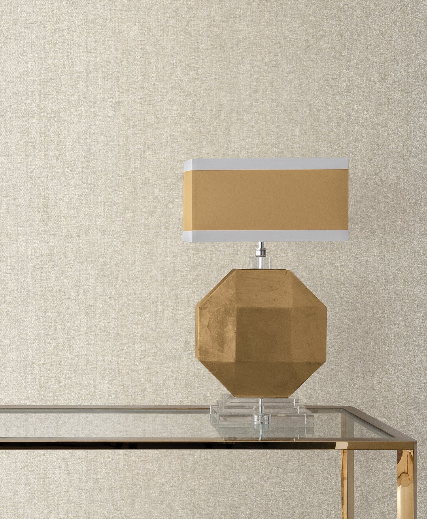 Loominosity Champagne Faux Linen Wallpaper — COD0648N