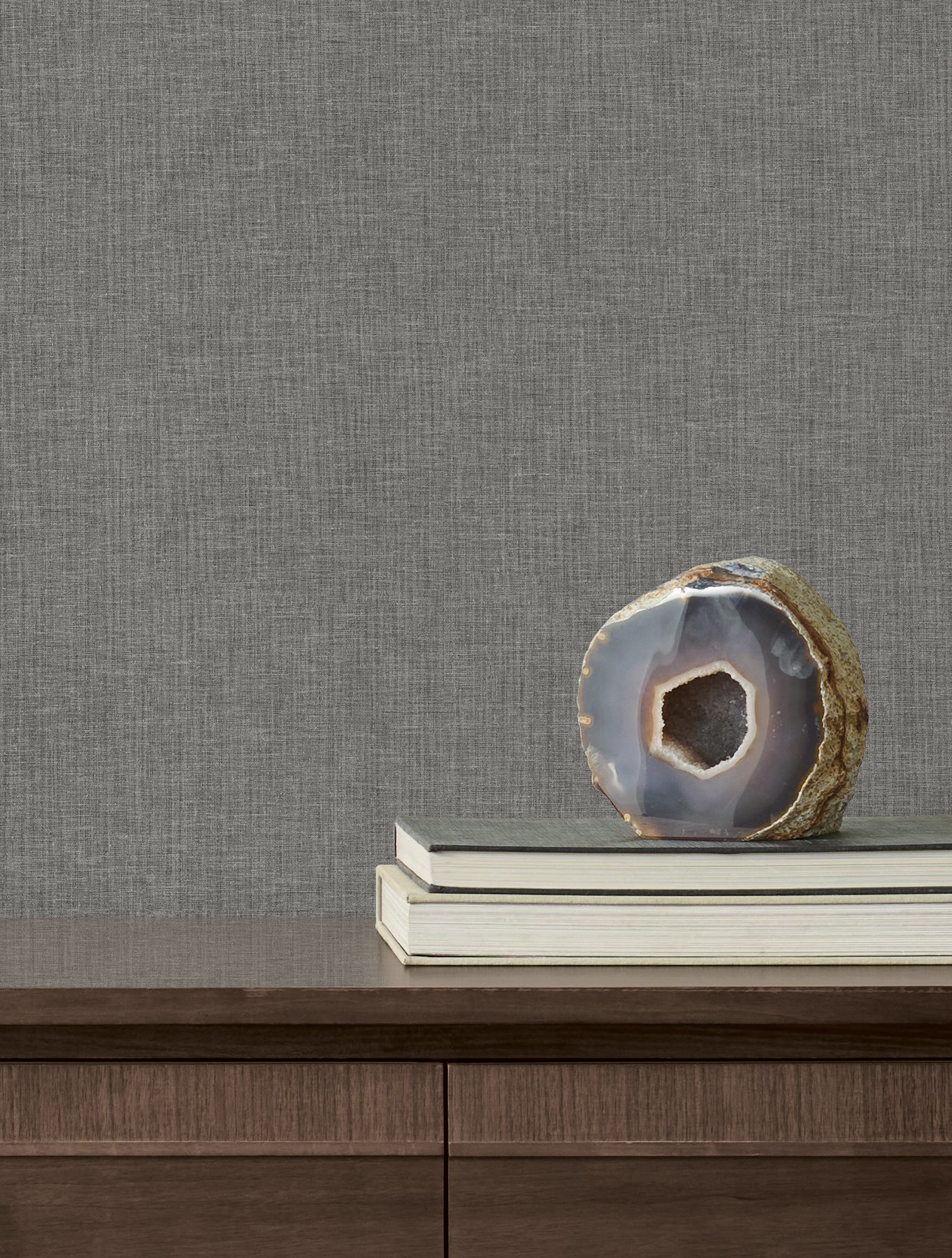 Loominosity Pewter Faux Linen Wallpaper — COD0652N