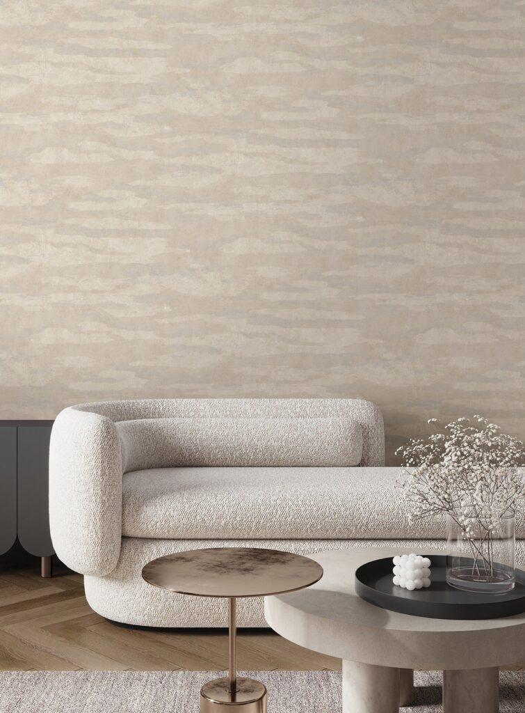 Misty Dreams Light Grey Abstract Wallpaper — COD0653N — room and artwork preview