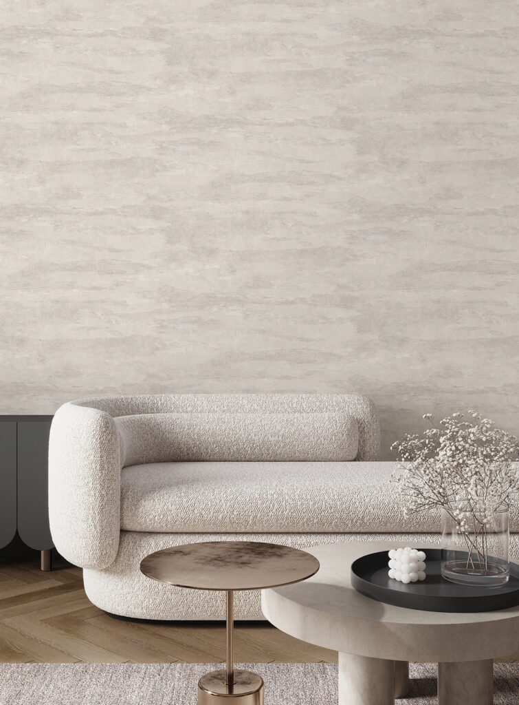 Misty Dreams Pearl Abstract Wallpaper — COD0656N — room and artwork preview