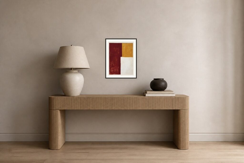 Oxblood Saffron Block — room and artwork preview