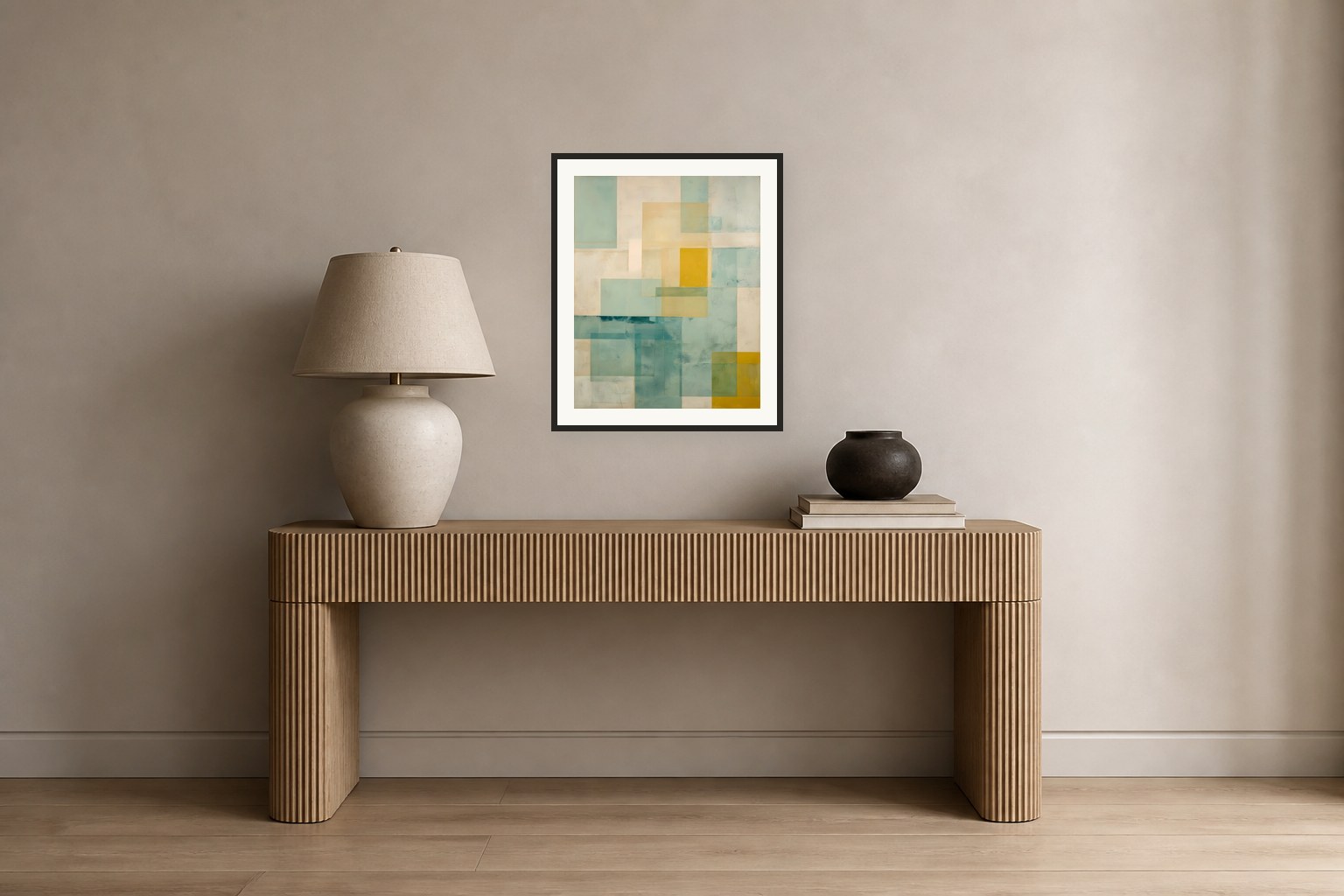 Glass Squares Teal shown in a room