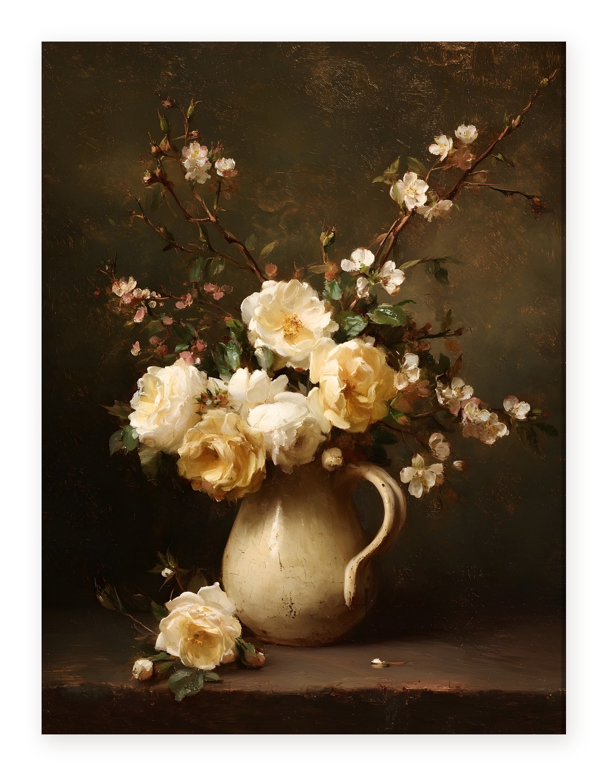 Roses in Cream Pitcher II artwork