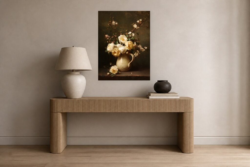 Roses in Cream Pitcher II — room and artwork preview