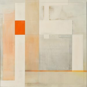 Persimmon Interval — A persimmon-orange block brings warmth to a layered cream and peach composition.