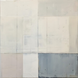 Slate Field — A slate-blue block gives quiet definition to warm white and gray geometry.