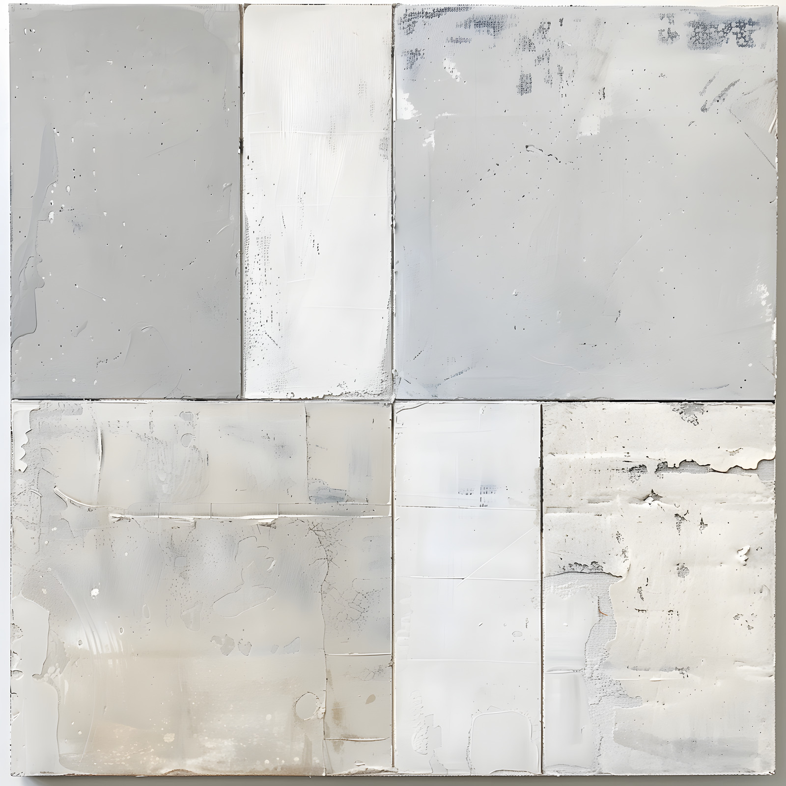 Chalk Assembly — Irregular white and gray planes meet along fine dark seams.