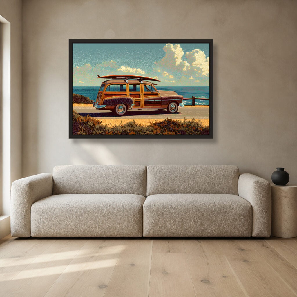 Woodie at the Shore — room and artwork preview